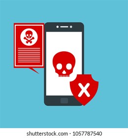 Hacker activity computer.Alert notification on mobile phone vector, malware concept, spam data, fraud internet error, insecure connection, online scam, virus