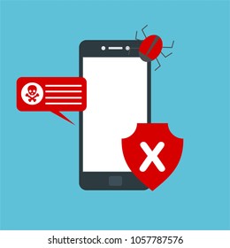 Hacker activity computer.Alert notification on mobile phone vector, malware concept, spam data, fraud internet error, insecure connection, online scam, virus