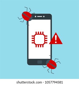 Hacker activity computer.Alert notification on mobile phone vector, malware concept, spam data, fraud internet error, insecure connection, online scam, virus