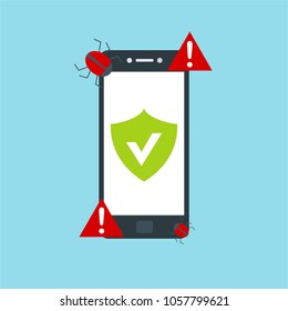 Hacker activity computer.Alert notification on mobile phone vector, malware concept, spam data, fraud internet error, insecure connection, online scam, virus