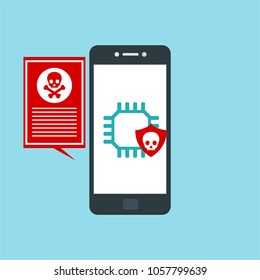 Hacker activity computer.Alert notification on mobile phone vector, malware concept, spam data, fraud internet error, insecure connection, online scam, virus