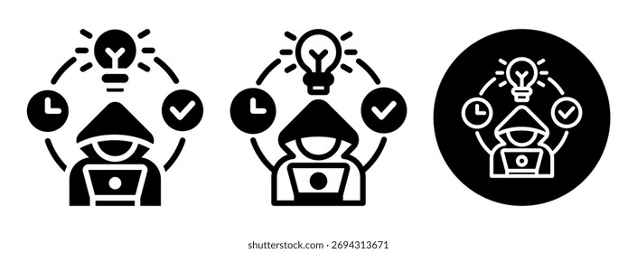 Glifo de Colección de ícono de actividad de hacker y Ilustración vectorial mixta