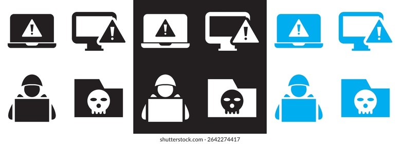 Ícone de atividade de hacker . Vetor para sites, interfaces móveis, apresentações, banner, marca visual etc. Ilustração vetorial. isolada no plano de fundo branco e preto. EPS 10