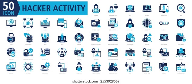 HACKER ACTIVITY ICONSET COLOR FILL STYLE with hacker,hacker activity,hack,worms,trojan horse,bug,malware,malware,hacking,device