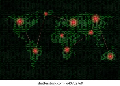 Hacker attack around the world, computer virus, system fault.