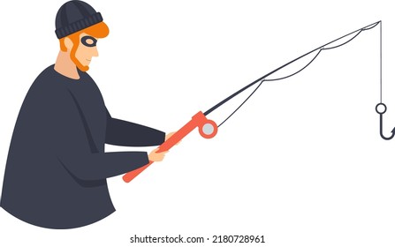 Hacker attack. Fishing. Email hacking. Computer Scams. Cyber criminal. Flat vector illustration.