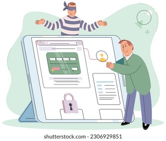 Hacker-Angriff, Betrugsuntersuchung, Internet-Phishing-Angriff. Betrugsbekämpfung. Internet-Benutzer öffnen Betrug E-Mail. Cyber-Kriminelle, die Privatsphäre-Konto und Passwort, Bankdokument und Kreditkarte stehlen