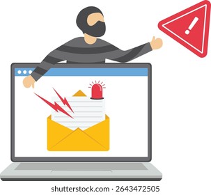 Hacker attack. Hackers and cybercriminals phishing, identity theft, user login, password, documents, email and credit card. Hacking and web security. Internet phishing concept. Vector illustration sto