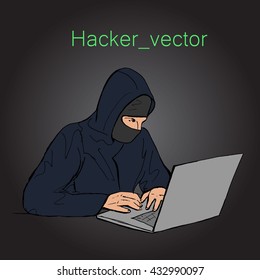 Hacker attack. Hand drawn stock illustration. Colored picture