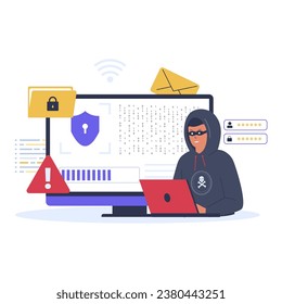 Hacker attack illustration concept. vector flat illustration