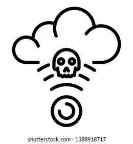 Hacker attack on the cloud icon. Outline hacker attack on the cloud vector icon for web design isolated on white background