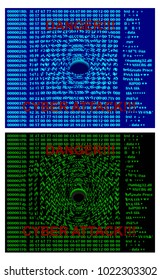 Hacker attack on the computer screen. Vector background illustration 