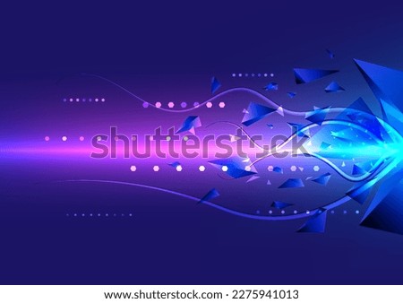 Hacker attack security malware protection technology concept. Abstract firewall networking background. Fractal polygon particles glow neon style vector graphic. 