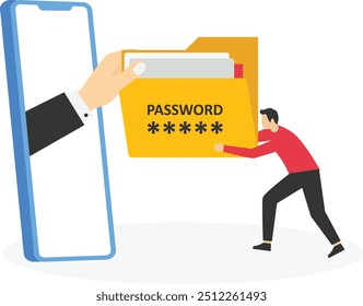 Hacker attack and web security, phishing scam. Online scam and steal. Modern vector illustration in flat style

