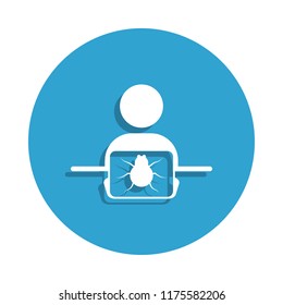 hacker with a beetle icon in badge style. One of cyber security collection icon can be used for UI, UX