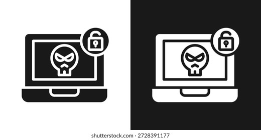 Ícone De Bloco Hacker Em Estilo De Glifo Preto-E-Branco