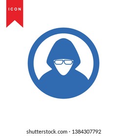 Hacker blue icon with bug virus crack worm spam isolated vector illustration - Vector