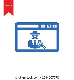 Hacker blue icon with bug virus crack worm spam isolated vector illustration - Vector