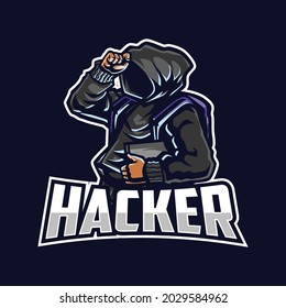 Hacker cartoon mascot logo illustration