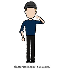 hacker character standing wear cap pose image