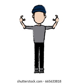 hacker character standing wear cap pose image