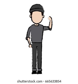 hacker character standing wear cap pose image