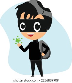 hacker character for your project. Vector illustration in a flat style