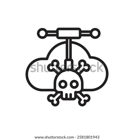 Hacker Cloud Virus Outline Icon Vector Illustration