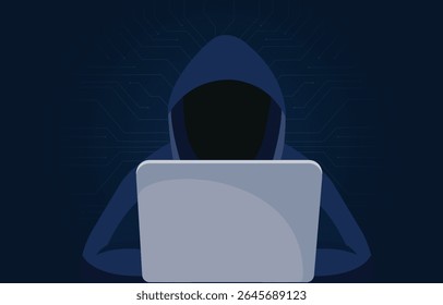 Hacker cometendo uma violação de dados. Ilustração de vetor