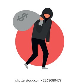 Hacker composition with conceptual icons of illegal cyber activity breaking account malware data stealing vector illustration