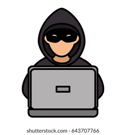 Hacker with computer avatar character