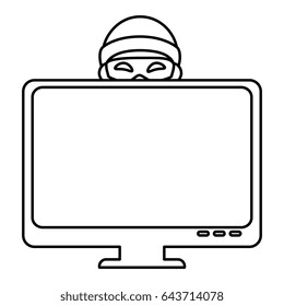 Hacker with computer avatar character