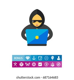 Hacker at computer vector icon
