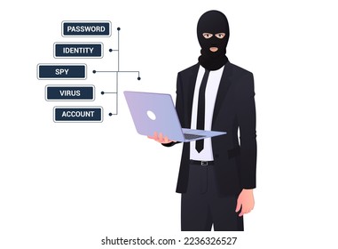 Hacker Concept Illustration with Man Hiding Identity