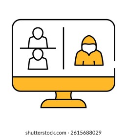 hacker connected to online discussing line icon vector. hacker connected to online discussing sign. isolated symbol illustration