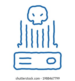 vector de icono de esbozo de control de hacker. Señal de control de hackers de la línea de dibujos de dibujos de dibujos en color azul dibujada a mano. ilustración de símbolo aislado