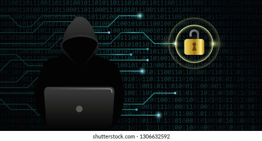 hacker cracks secure digital data connection binary code background vector illustration EPS10