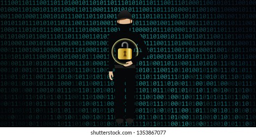 hacker cracks secure digital data connection binary code background vector illustration EPS10
