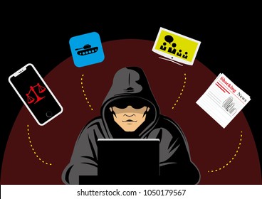 Hacker Creating Fake News Vector