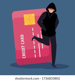 hacker con diseño vectorial de icono de tarjeta de crédito