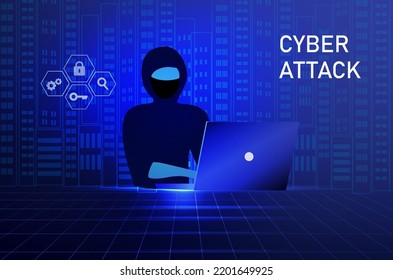 Hacker crime attack and personal data security concept. Hacker try to unlock the key on computer and phishing account, stealing password. cyber security, security system and Internet crime concept.