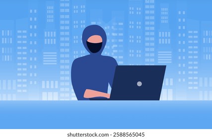 Hacker crime attack and personal data security concept. Hacker try to unlock the key on computer and phishing account, stealing password. cyber security, security system and Internet crime concept.