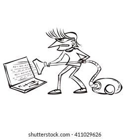 Hacker criminal activity crack, spam, stealing money ,account password, personal data. Hand drawn cartoon illustration.
