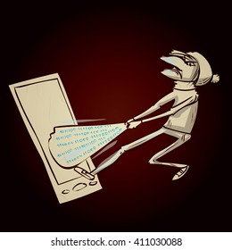 Hacker criminal activity crack, spam, stealing money ,account password, personal data. Hand drawn cartoon illustration.