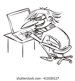 Hacker criminal activity crack, spam, stealing money ,account password, personal data. Hand drawn cartoon illustration.