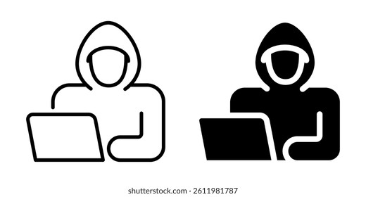 Hacker or cyber attack icon. Silhouette and line style.