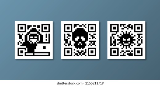 Hacker and Cyber crime QR Code, vector illustration