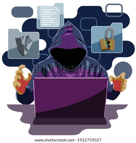 Hacker and cyber criminal breaking security and stealing information data