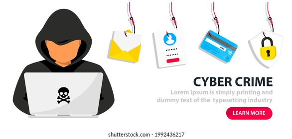 Hacker and Cyber criminals phishing stealing private personal data, user login, password, document, email and credit card. Phishing and fraud, online scam and steal. Hacker sitting at the desktop