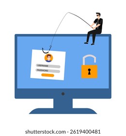 Hacker and Cyber criminals phishing stealing private personal data, user login, password, document, email and credit card. Phishing and fraud, online scam and steal. Hacker sitting at the desktop